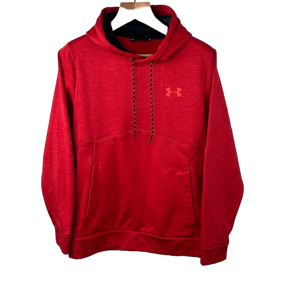 Under Armour Hoodie Sweatshirt‎ Mens M Red Loose Storm Fleece Long Sleeve Pocket